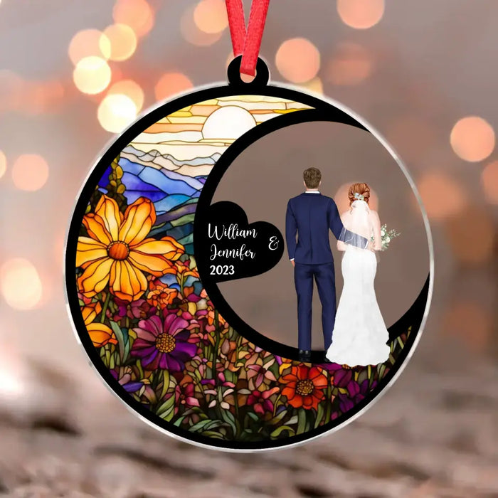 Personalized Couple Acrylic Ornament - Gift For Couple/ Christmas/ Wedding - Couple with up to 2 Dogs