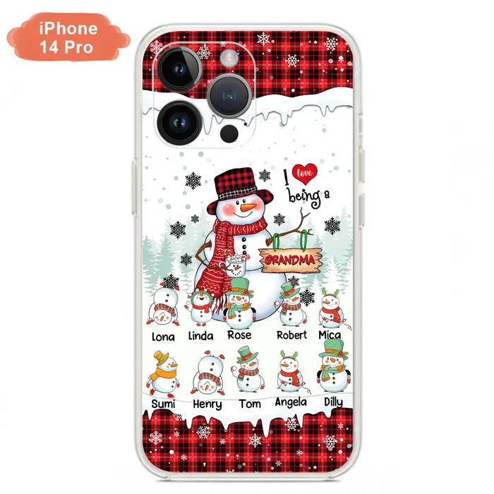 Personalized Snowman Christmas Grandma Phone Case - Christmas Gift Idea For Grandma - Up to 10 Kids - Case For iPhone/Samsung