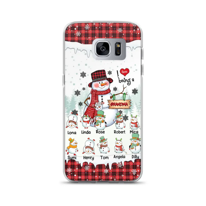 Personalized Snowman Christmas Grandma Phone Case - Christmas Gift Idea For Grandma - Up to 10 Kids - Case For iPhone/Samsung