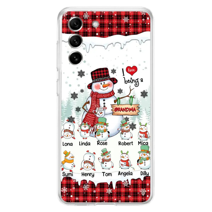 Personalized Snowman Christmas Grandma Phone Case - Christmas Gift Idea For Grandma - Up to 10 Kids - Case For iPhone/Samsung