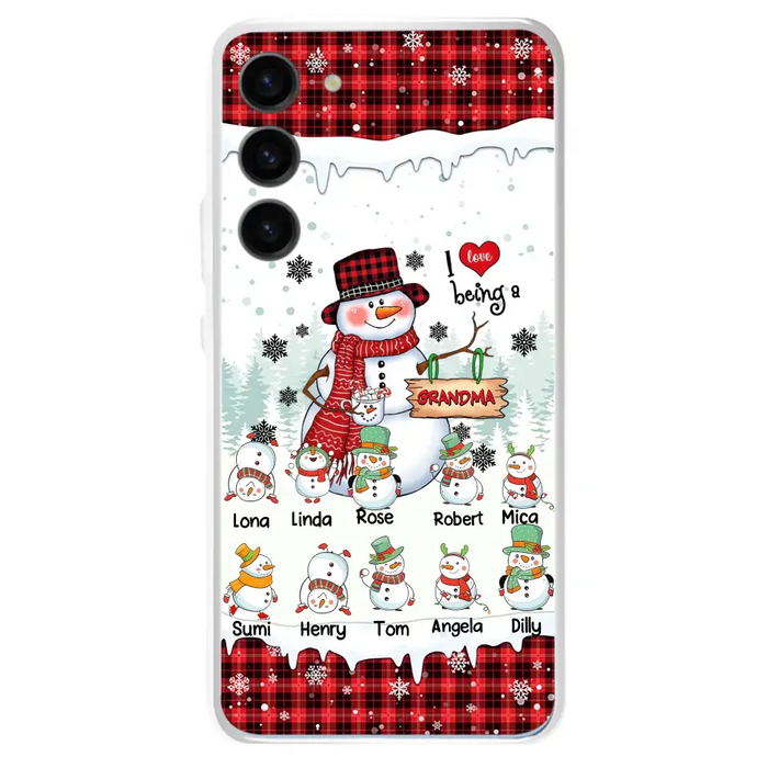 Personalized Snowman Christmas Grandma Phone Case - Christmas Gift Idea For Grandma - Up to 10 Kids - Case For iPhone/Samsung