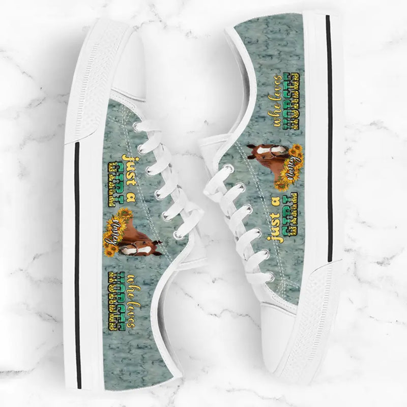 Personalized Horse Photo Canvas Sneakers - Gift Idea for Horse Lovers - Just A Girl Who Loves Horses