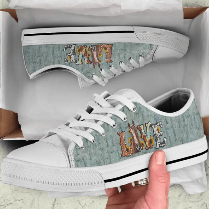 Personalized Love Horse Photo Canvas Sneakers - Gift Idea for Horse Lovers