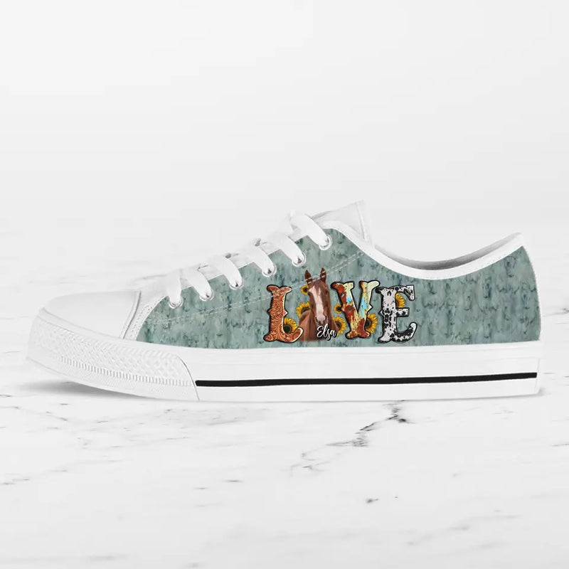 Personalized Love Horse Photo Canvas Sneakers - Gift Idea for Horse Lovers