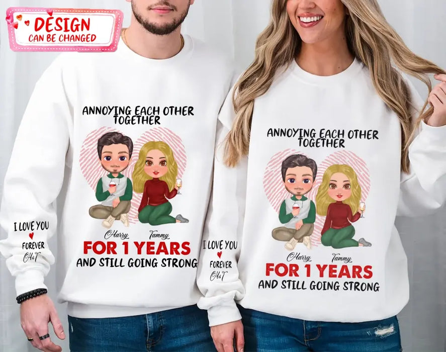 Custom Personalized Couple AOP Sweater - Anniversary/ Christmas/ Valentine's Day Gift Idea For Couple/ Him/ Her - Annoying Each Other For 10 Years And Still Going Strong