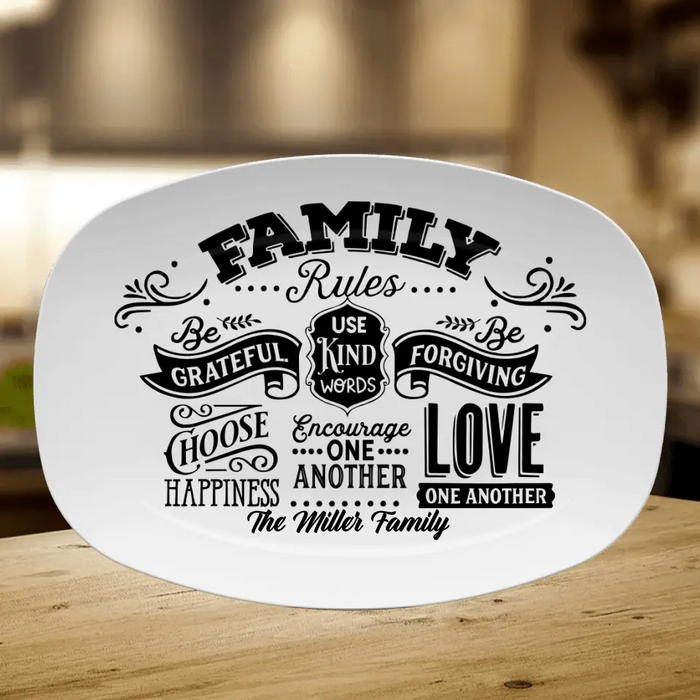 Family Rules Serving Platter - Gift Idea For Family