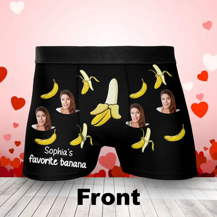 Personalized Custom Photo Banana Men's Boxer Briefs - Upload Photo - Funny/ Valentines Gift Idea For Men, Boyfriend, Husband - My Favorite Banana