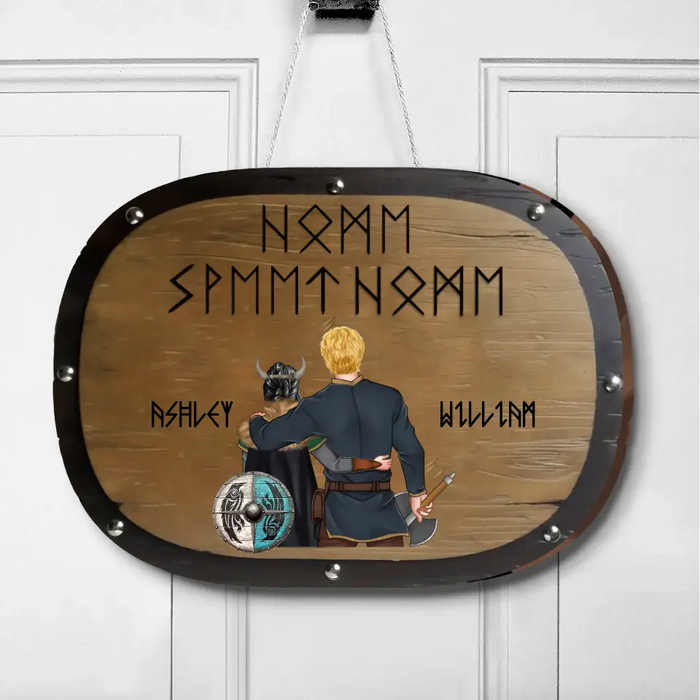 Custom Personalized Viking Norse Couple Wooden Sign - Gift Idea For Couple/ Him/ Her/ Home Decoration - Home Sweet Home