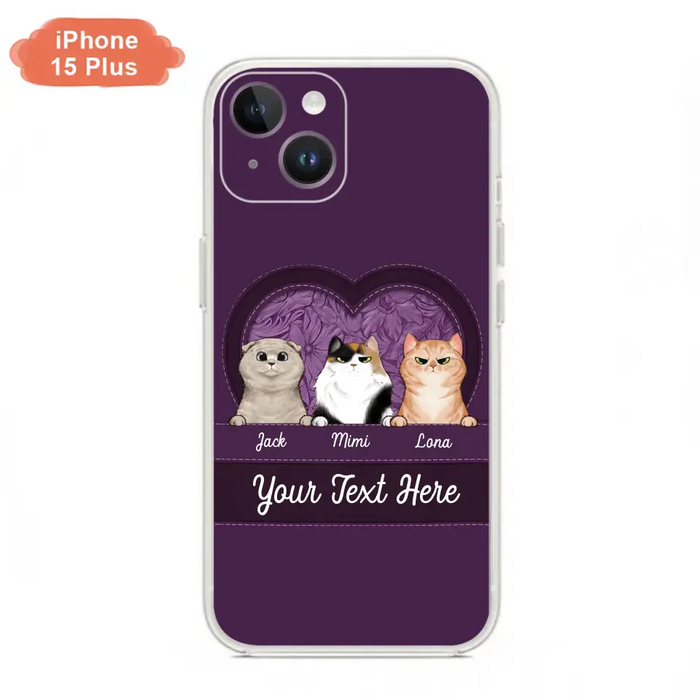 Custom Personalized Cat Phone Case For iPhone And Samsung - Gift Idea For Cat Lover - Up to 3  Cats  - Cat In Heart