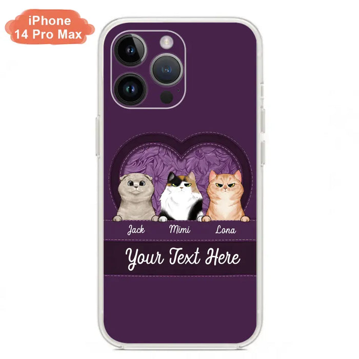 Custom Personalized Cat Phone Case For iPhone And Samsung - Gift Idea For Cat Lover - Up to 3  Cats  - Cat In Heart