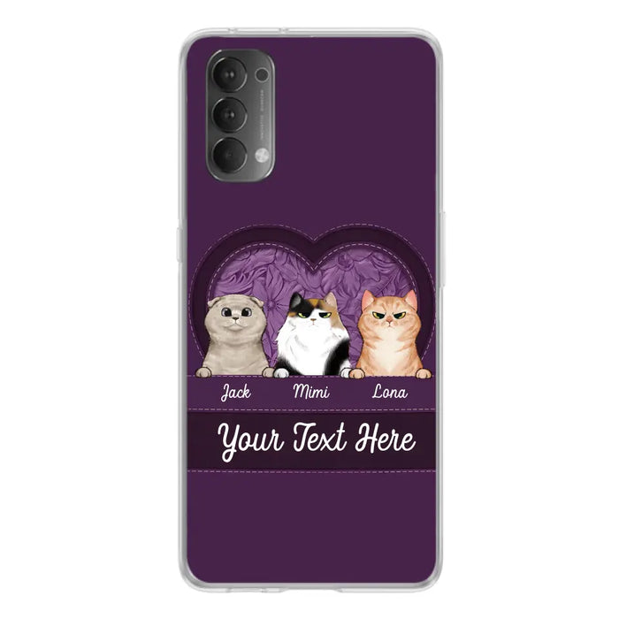 Custom Personalized Cat Phone Case For Oppo/Xiaomi/Huawei - Gift Idea For Cat Lovers- Up to 3 Cats - Cat In Heart