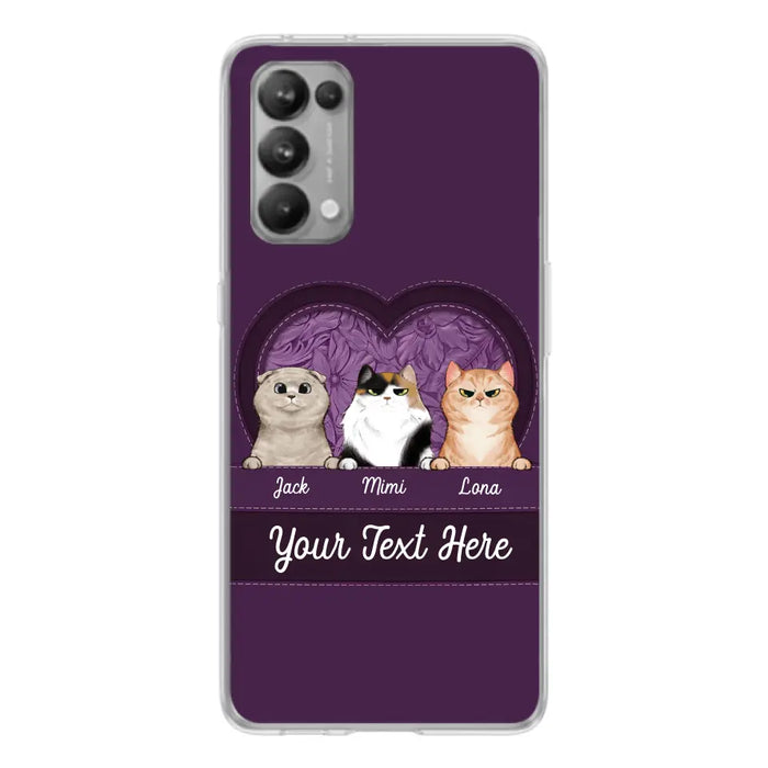 Custom Personalized Cat Phone Case For Oppo/Xiaomi/Huawei - Gift Idea For Cat Lovers- Up to 3 Cats - Cat In Heart