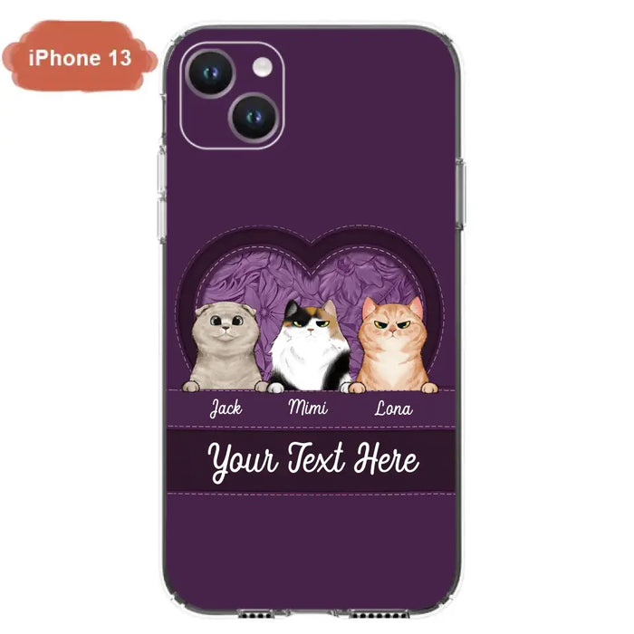 Custom Personalized Cat Phone Case For iPhone And Samsung - Gift Idea For Cat Lover - Up to 3  Cats  - Cat In Heart