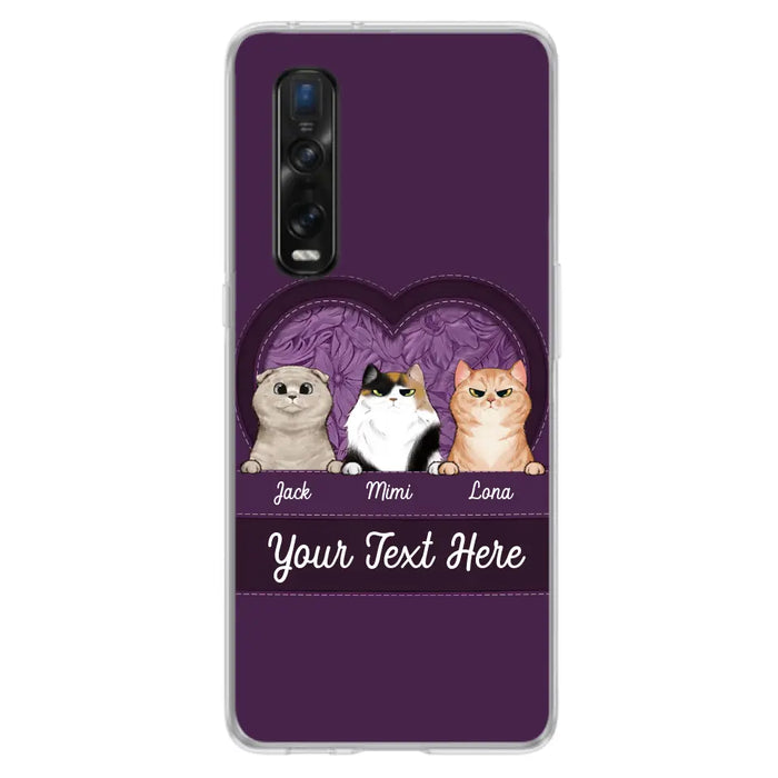 Custom Personalized Cat Phone Case For Oppo/Xiaomi/Huawei - Gift Idea For Cat Lovers- Up to 3 Cats - Cat In Heart