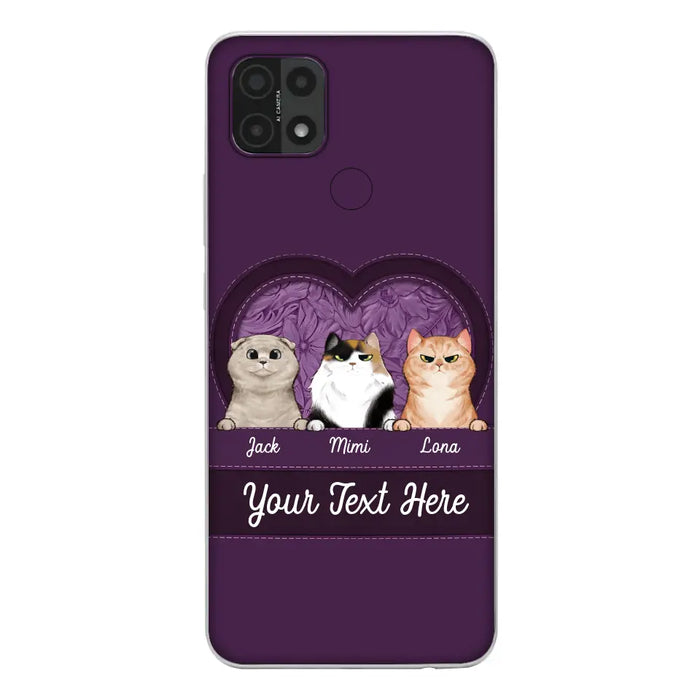 Custom Personalized Cat Phone Case For Oppo/Xiaomi/Huawei - Gift Idea For Cat Lovers- Up to 3 Cats - Cat In Heart