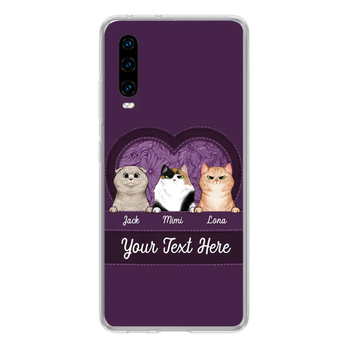 Custom Personalized Cat Phone Case For Oppo/Xiaomi/Huawei - Gift Idea For Cat Lovers- Up to 3 Cats - Cat In Heart