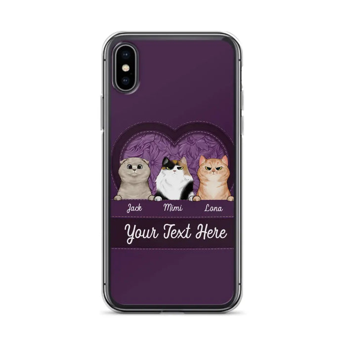 Custom Personalized Cat Phone Case For iPhone And Samsung - Gift Idea For Cat Lover - Up to 3  Cats  - Cat In Heart