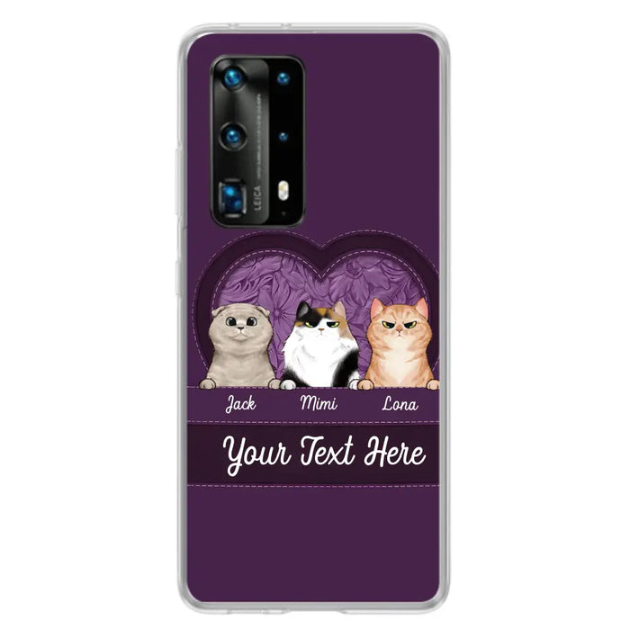 Custom Personalized Cat Phone Case For Oppo/Xiaomi/Huawei - Gift Idea For Cat Lovers- Up to 3 Cats - Cat In Heart