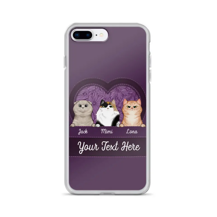 Custom Personalized Cat Phone Case For iPhone And Samsung - Gift Idea For Cat Lover - Up to 3  Cats  - Cat In Heart