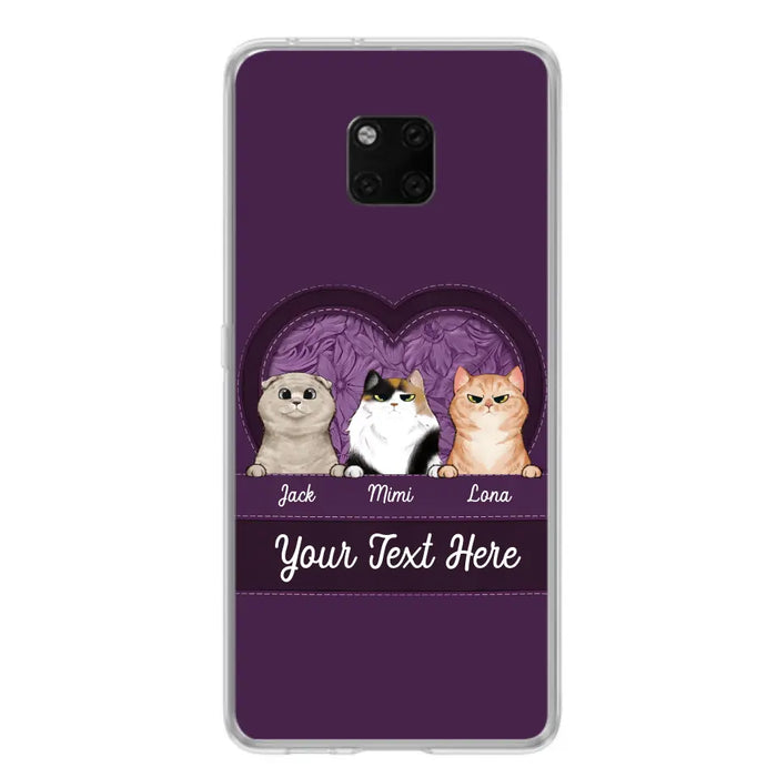 Custom Personalized Cat Phone Case For Oppo/Xiaomi/Huawei - Gift Idea For Cat Lovers- Up to 3 Cats - Cat In Heart