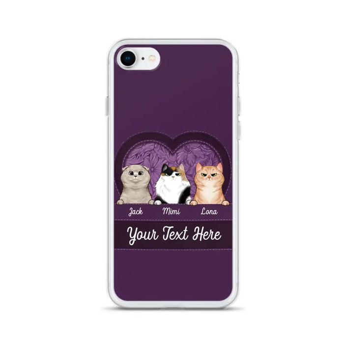 Custom Personalized Cat Phone Case For iPhone And Samsung - Gift Idea For Cat Lover - Up to 3  Cats  - Cat In Heart