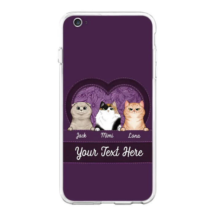 Custom Personalized Cat Phone Case For iPhone And Samsung - Gift Idea For Cat Lover - Up to 3  Cats  - Cat In Heart