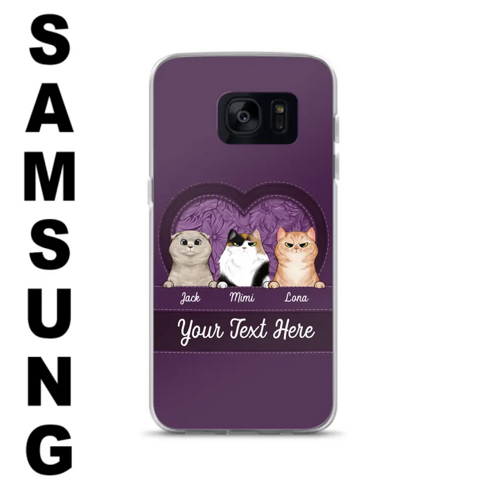 Custom Personalized Cat Phone Case For iPhone And Samsung - Gift Idea For Cat Lover - Up to 3  Cats  - Cat In Heart