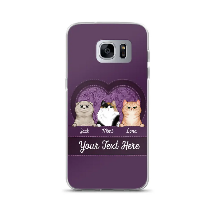 Custom Personalized Cat Phone Case For iPhone And Samsung - Gift Idea For Cat Lover - Up to 3  Cats  - Cat In Heart