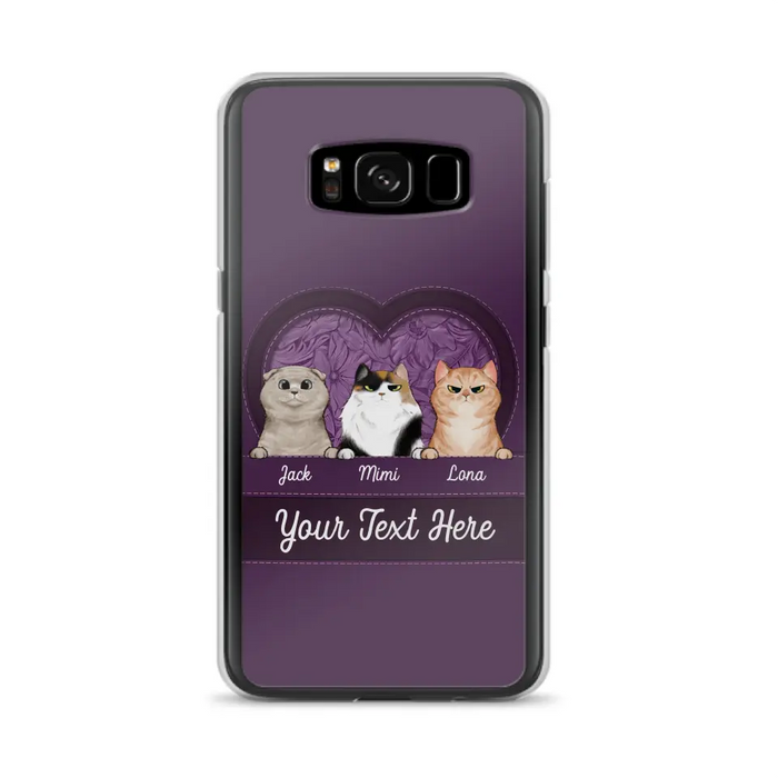 Custom Personalized Cat Phone Case For iPhone And Samsung - Gift Idea For Cat Lover - Up to 3  Cats  - Cat In Heart