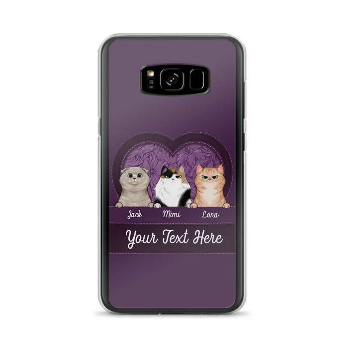 Custom Personalized Cat Phone Case For iPhone And Samsung - Gift Idea For Cat Lover - Up to 3  Cats  - Cat In Heart