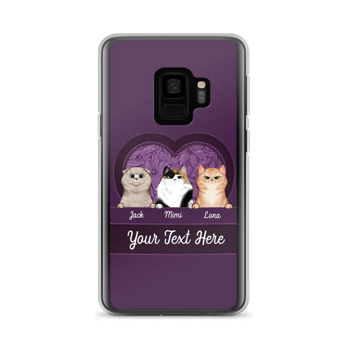 Custom Personalized Cat Phone Case For iPhone And Samsung - Gift Idea For Cat Lover - Up to 3  Cats  - Cat In Heart