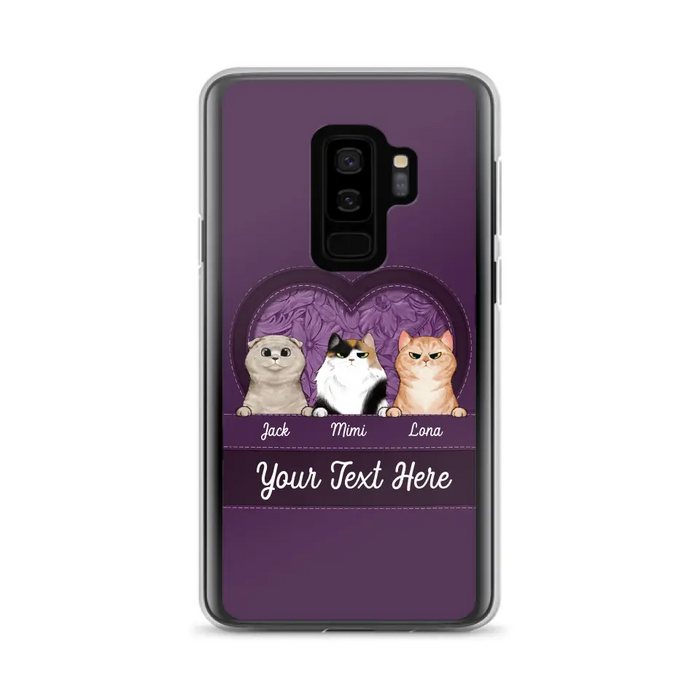 Custom Personalized Cat Phone Case For iPhone And Samsung - Gift Idea For Cat Lover - Up to 3  Cats  - Cat In Heart