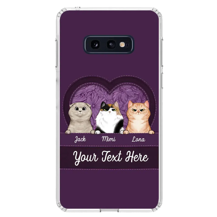 Custom Personalized Cat Phone Case For iPhone And Samsung - Gift Idea For Cat Lover - Up to 3  Cats  - Cat In Heart