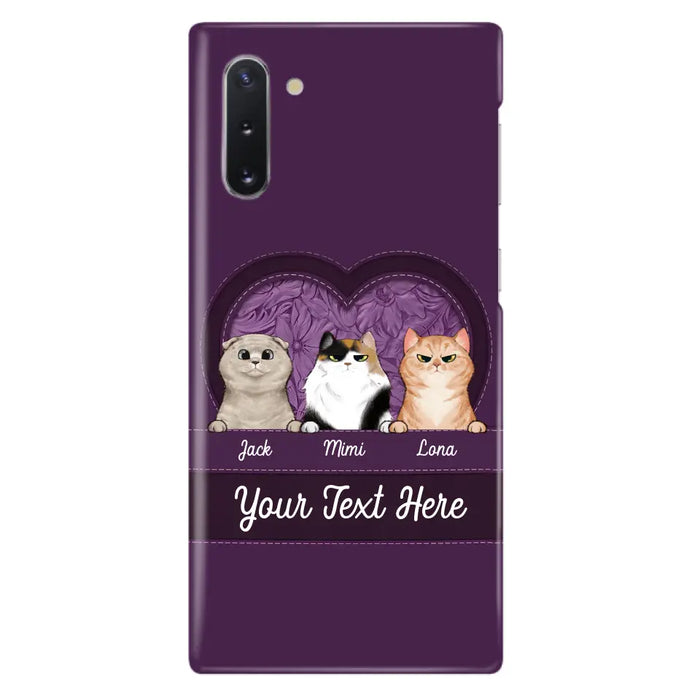 Custom Personalized Cat Phone Case For iPhone And Samsung - Gift Idea For Cat Lover - Up to 3  Cats  - Cat In Heart