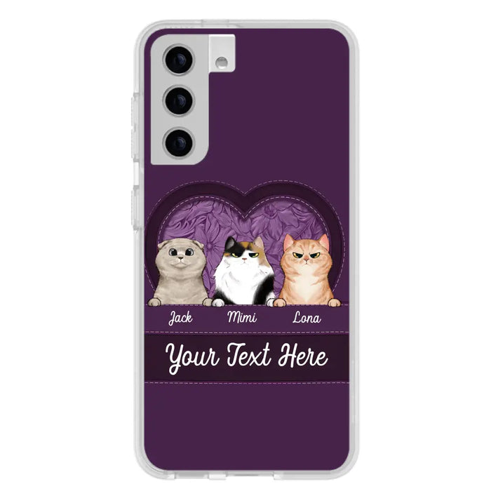 Custom Personalized Cat Phone Case For iPhone And Samsung - Gift Idea For Cat Lover - Up to 3  Cats  - Cat In Heart