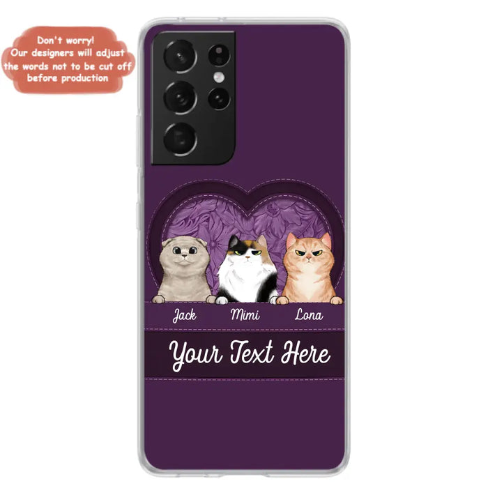 Custom Personalized Cat Phone Case For iPhone And Samsung - Gift Idea For Cat Lover - Up to 3  Cats  - Cat In Heart