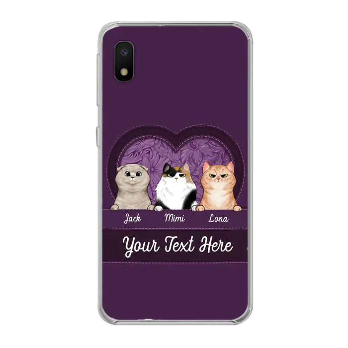 Custom Personalized Cat Phone Case For iPhone And Samsung - Gift Idea For Cat Lover - Up to 3  Cats  - Cat In Heart