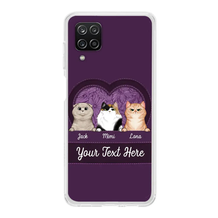 Custom Personalized Cat Phone Case For iPhone And Samsung - Gift Idea For Cat Lover - Up to 3  Cats  - Cat In Heart