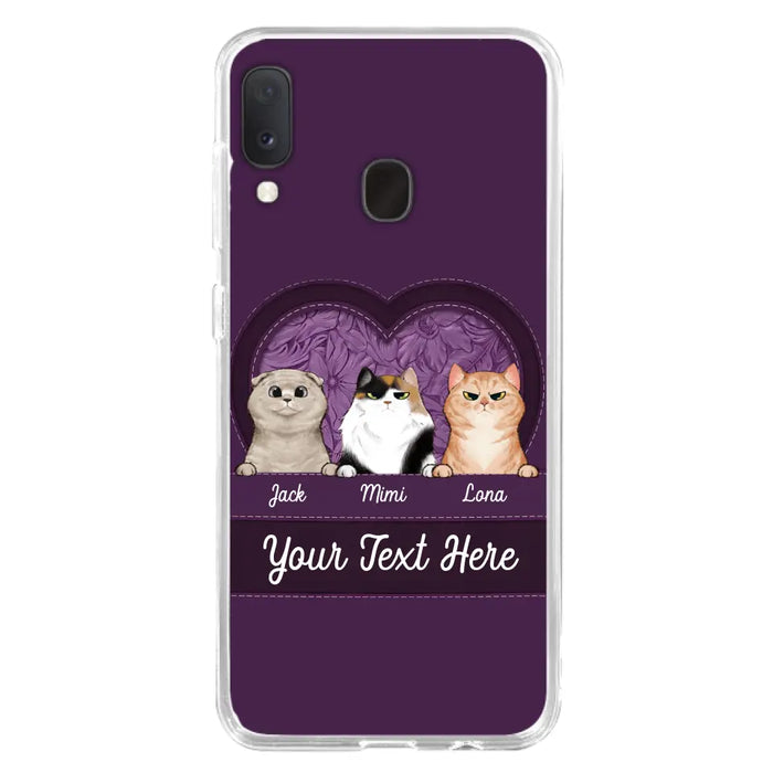 Custom Personalized Cat Phone Case For iPhone And Samsung - Gift Idea For Cat Lover - Up to 3  Cats  - Cat In Heart