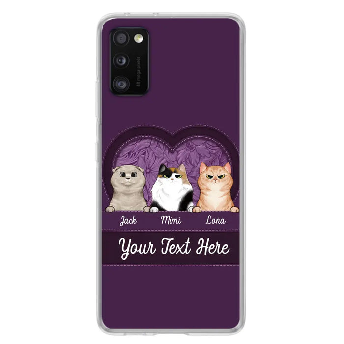 Custom Personalized Cat Phone Case For iPhone And Samsung - Gift Idea For Cat Lover - Up to 3  Cats  - Cat In Heart