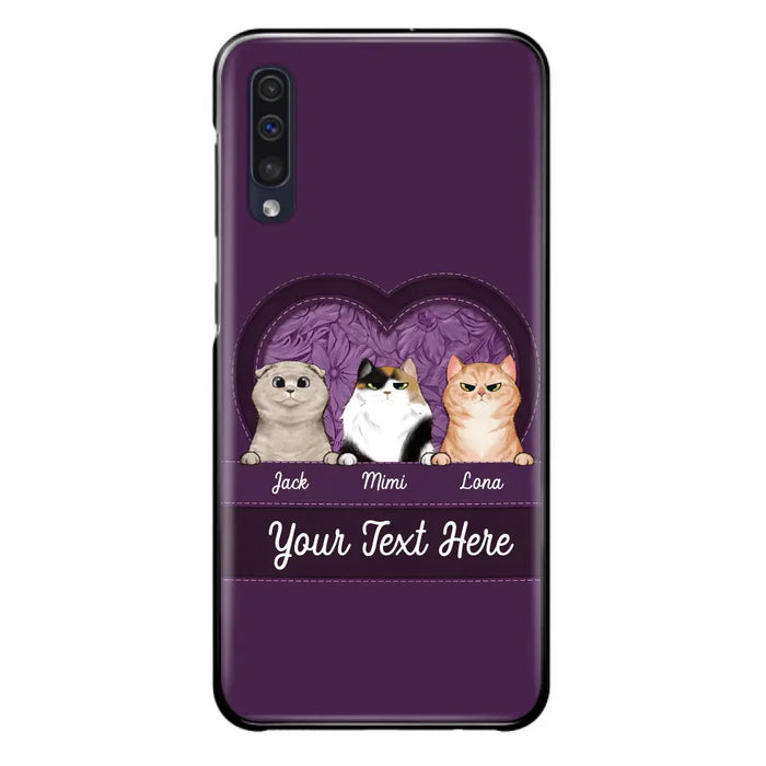 Custom Personalized Cat Phone Case For iPhone And Samsung - Gift Idea For Cat Lover - Up to 3  Cats  - Cat In Heart