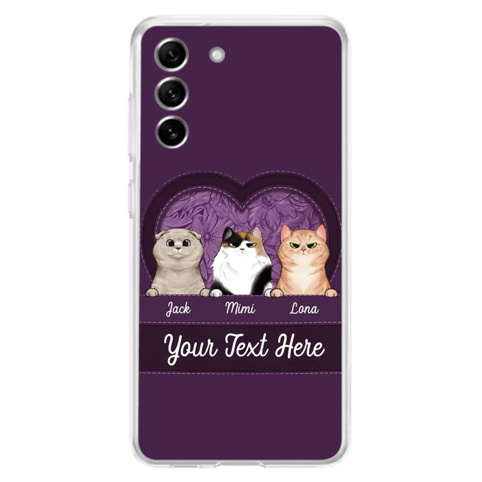 Custom Personalized Cat Phone Case For iPhone And Samsung - Gift Idea For Cat Lover - Up to 3  Cats  - Cat In Heart