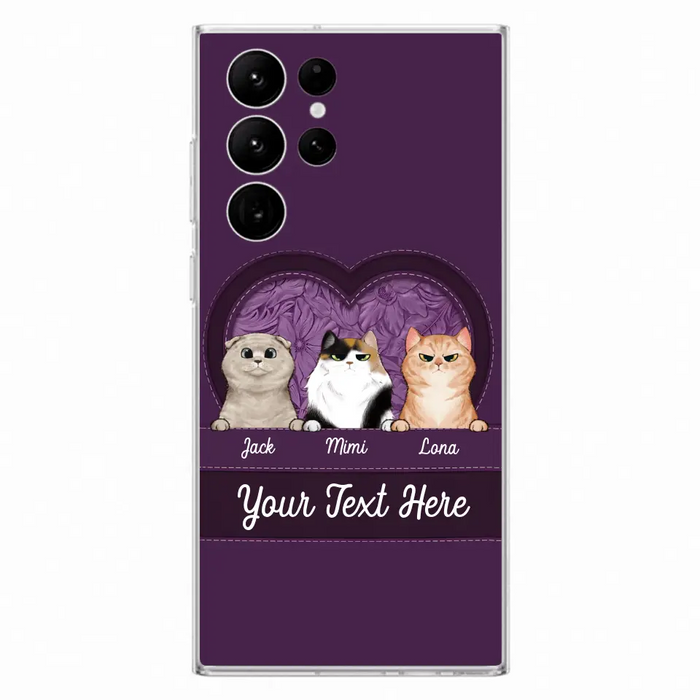 Custom Personalized Cat Phone Case For iPhone And Samsung - Gift Idea For Cat Lover - Up to 3  Cats  - Cat In Heart