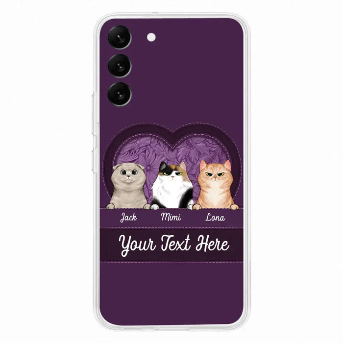 Custom Personalized Cat Phone Case For iPhone And Samsung - Gift Idea For Cat Lover - Up to 3  Cats  - Cat In Heart