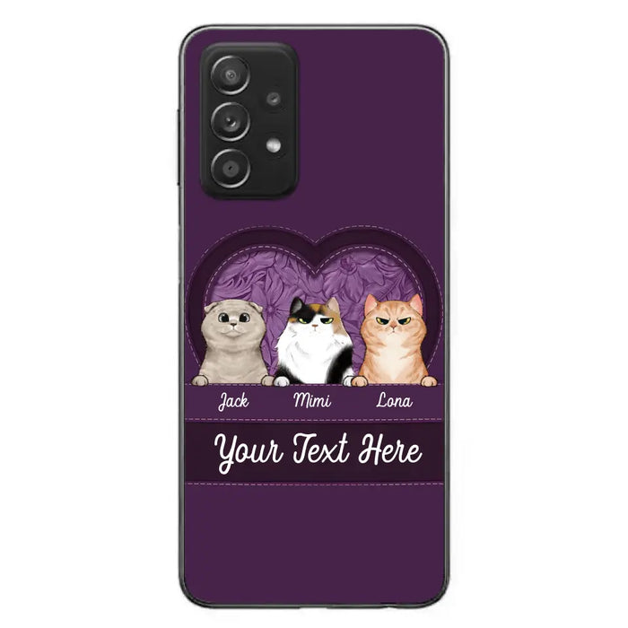 Custom Personalized Cat Phone Case For iPhone And Samsung - Gift Idea For Cat Lover - Up to 3  Cats  - Cat In Heart