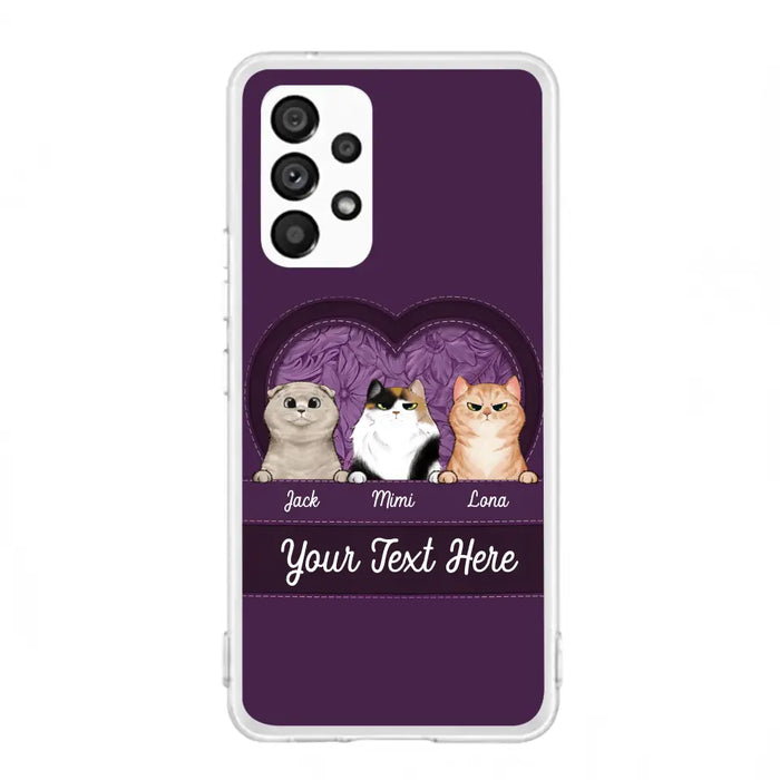 Custom Personalized Cat Phone Case For iPhone And Samsung - Gift Idea For Cat Lover - Up to 3  Cats  - Cat In Heart