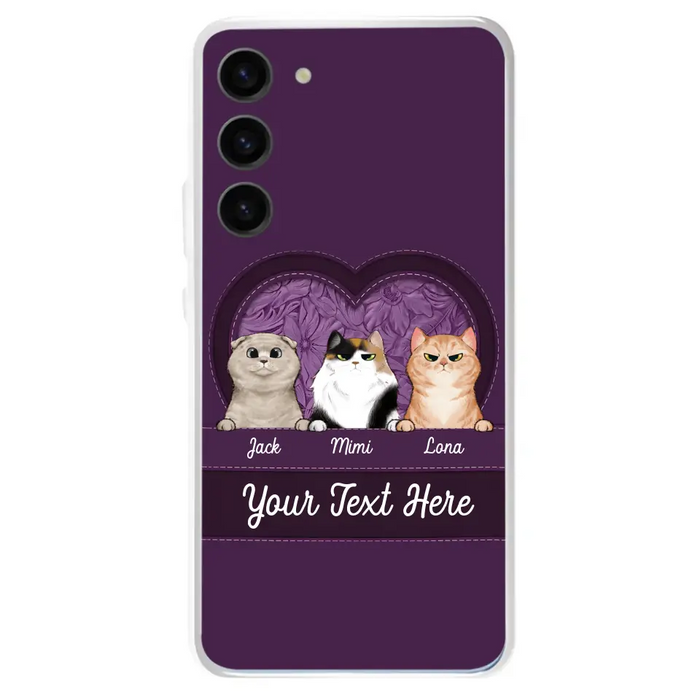 Custom Personalized Cat Phone Case For iPhone And Samsung - Gift Idea For Cat Lover - Up to 3  Cats  - Cat In Heart