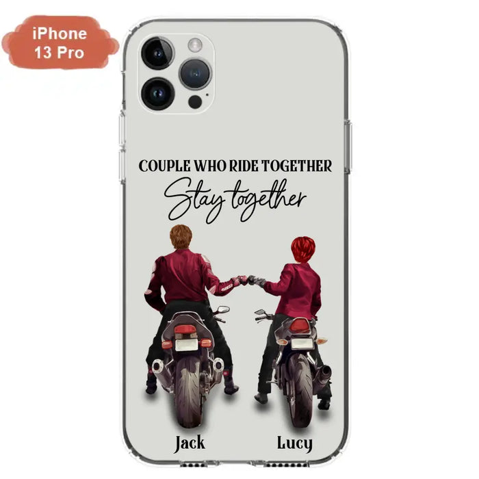 Custom Personalized Riding Couple Phone Case - Gift Idea For Couple/Valentines Day/Her/Him - Couple Who Ride Together Stay Together - Case For Iphone/Samsung