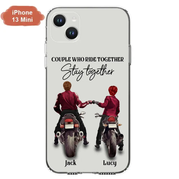 Custom Personalized Riding Couple Phone Case - Gift Idea For Couple/Valentines Day/Her/Him - Couple Who Ride Together Stay Together - Case For Iphone/Samsung