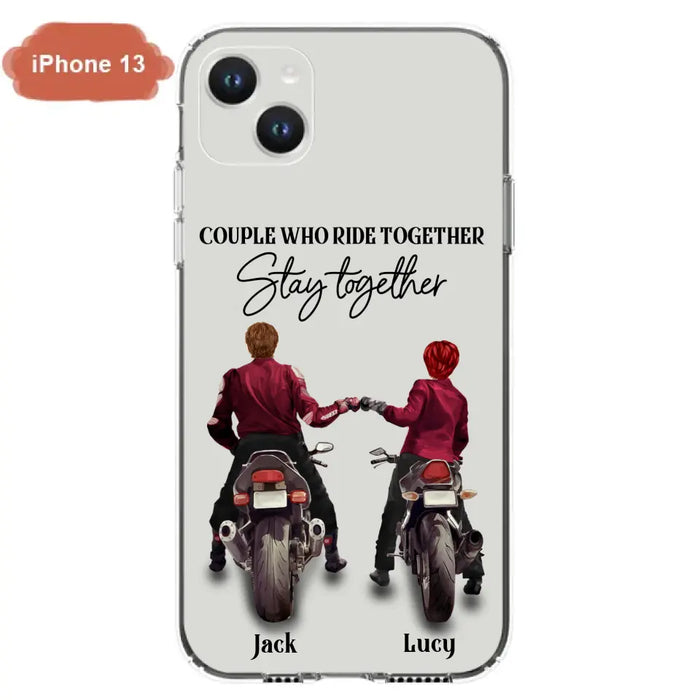 Custom Personalized Riding Couple Phone Case - Gift Idea For Couple/Valentines Day/Her/Him - Couple Who Ride Together Stay Together - Case For Iphone/Samsung